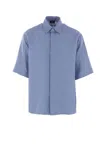 Fendi Black Linen Ff Jacquard Shirt Shirts Light Blue In Blue