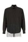 Fendi Wool Shirt With Lace Hem And Long Sleeves In Brown
