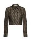 Fendi Ff Jacquard Cropped Shirt In Fango/tabacco