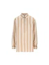 Fendi Beige Pequin-stripe Silk Shirt In Linen/desert Sand