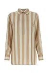 Fendi Pequin-stripe Silk Shirt In Linendesertsand
