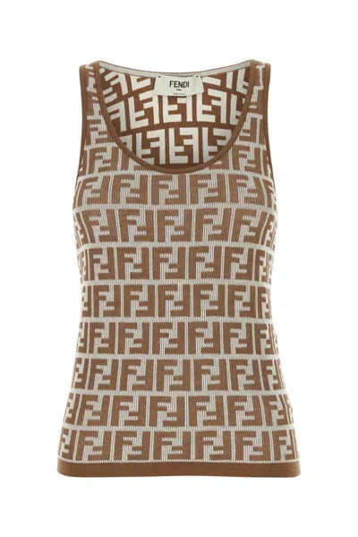 Fendi Shirts In Gianduja Brown,linen