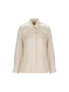 Fendi White Ff Silk Shirt Women In Neutral