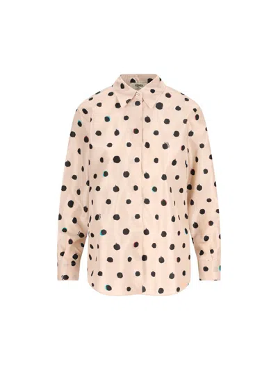 Fendi Pink Printed Silk Taffeta Shirt In Multi