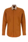 Fendi Long Sleeve Shirt With Contrast Collar And Tailored Fit In Orange
