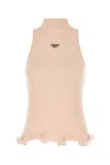 Fendi Cotton Top Finished With Ruffles In Pink