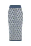 Fendi High-waisted Knit Knee-length Skirt With All-over Pattern In Printed