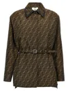 Fendi Waist Belt Collar Neck Long Sleeves Jacket In Printed