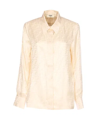 Fendi Logo Button Shirt In Neutral