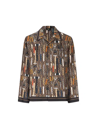 Fendi Shirts In Tobacco/brown
