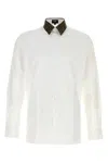 Fendi Men White Shrit With Classic Collar With Ff Motif And Curved Hem In Cotton Man In White