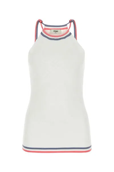 Fendi White Ff Sleeveless Top