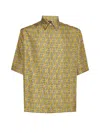 Fendi Ff Labyrinth Silk Shirt In Yellow