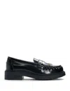 Fendi Leather Loafers With Fringed Moccasin Stitching In Black