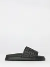 Fendi Men Low Leather Sandals With Ff Jacquard Insert In Multi