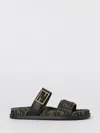 Fendi Leather Sandals With Double Strap And Buckle In Black