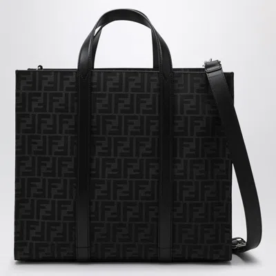 Fendi Shopper Bag In Ff Jacquard Fabric Men In Black