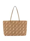 Fendi Borsa Shopping Roll Grande In Paglia Ricamata Donna