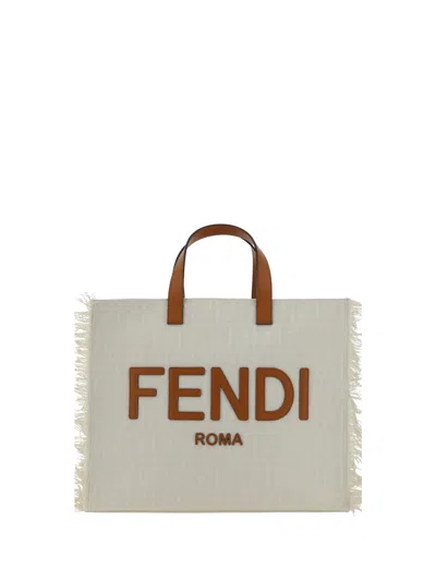 Fendi Shopping Bag In Grezzo+brandy+pall