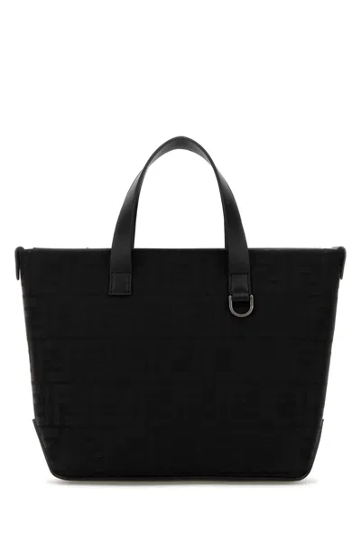 Fendi Shopping Bag Sm Nylon Ff/grace In Black