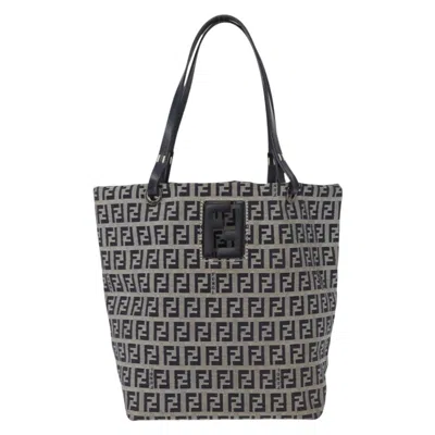 Pre-owned Fendi Shopping Tote Zucchino Canvas Navy Canvas Tote Bag Bag () In Blue