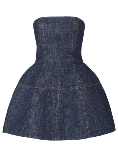 Fendi Ff Motif Denim Mini Dress In Blue