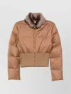 Fendi Short Padded Down Jacket With Shearling Collar Clothing In Brown
