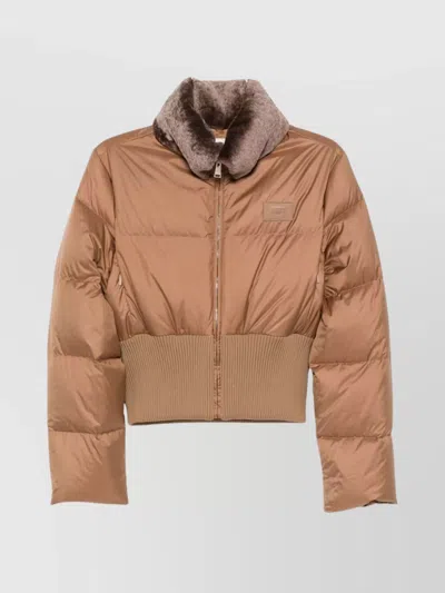 FENDI SHORT DOWN JACKET FEATURING FUR COLLAR