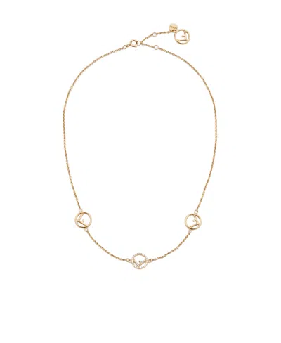 Fendi Short Logo Charm Necklace In Yellow