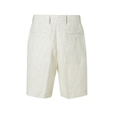 Fendi Mini Linen Stitched Shorts For Men In Neutral