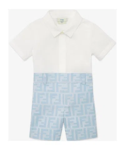 Fendi Short Poplin Jumpsuits In White