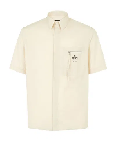Fendi Short-sleeve Cotton Shirt In White