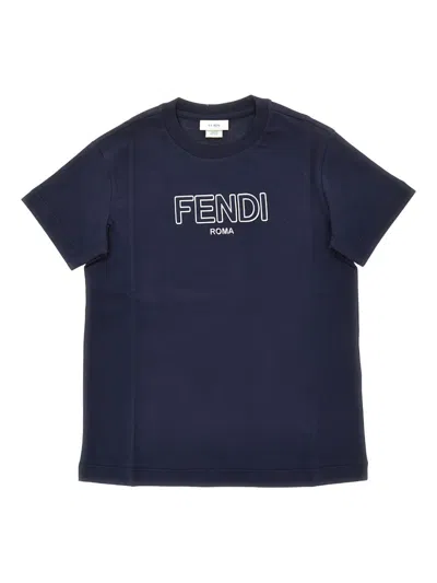 Fendi Roma' T-shirt Kids In Blue