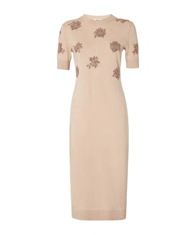 FENDI PINK WOOL DRESS WITH EMBROIDERIES