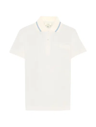 Fendi Kids' Short-sleeve Logo Polo Shirt In Neutral