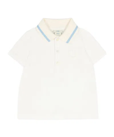 Fendi Short-sleeve Logo Polo Shirt In White