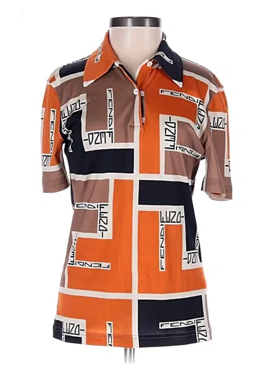 Pre-owned Fendi Short Sleeve Polo Shirt In Orange
