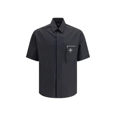 Fendi Men Short-sleeve Shirt In Black