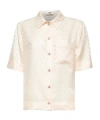 Fendi Short Sleeve Silk Shirt In White
