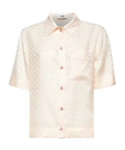 FENDI FENDI FF JACQUARD SHORT SLEEVED SATIN SHIRT