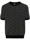 Fendi Ff Jacquard Short Sleeved Jumper In Black
