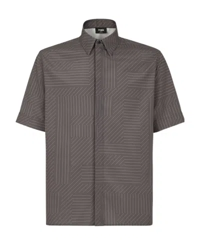 Fendi Short-sleeve Silk Shirt In Black