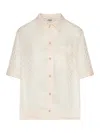Fendi Short Sleeve Silk Shirt In Yellow & Orange