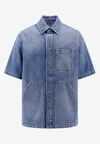 Fendi Short-sleeved Denim Shirt In Blue
