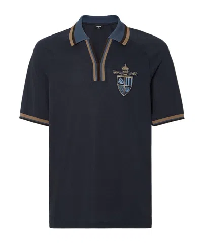 FENDI FENDI CREST PATCH SHORT SLEEVED POLO SHIRT