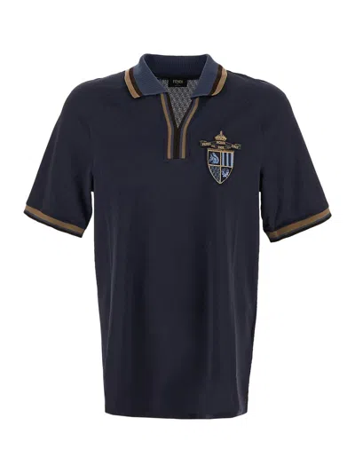 Fendi Short-sleeved Polo Shirt In Blue