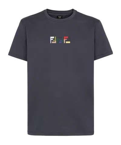 Fendi Short-sleeved Round Collar T-shirt In Black