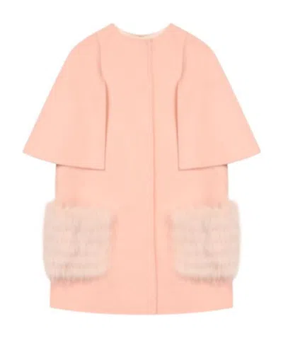 Fendi Short-sleeved Round-neck Coat In Pink