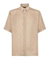 Fendi Off White Printed Satin Shirt In Nude