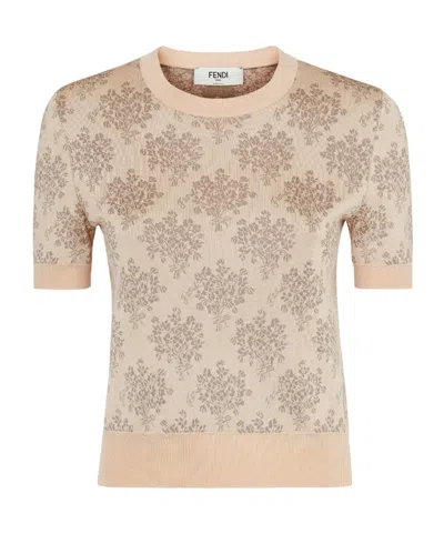 Fendi Short-sleeved Sweater In Nude